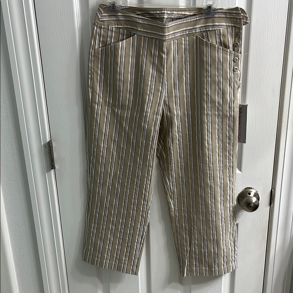 Striped Tan and White Men's Pants
